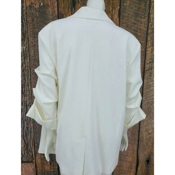New Danielle Bernstein White Blazer Womens XL Cloud Ruched Sleeves Jacket - Picture 3 of 9